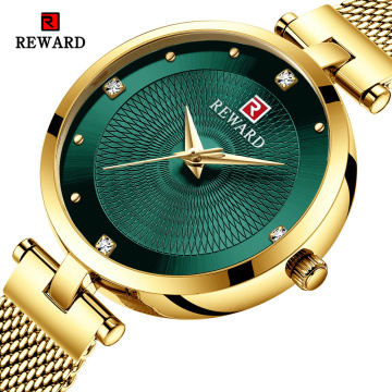 REWARD RD22006L Women Watch Quartz Mesh belt Ladies Dress Waterproof Clock Reloj Mujer Fashion Diamond Golden Watches Female